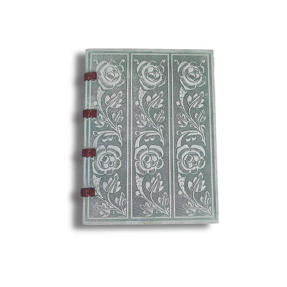 Coptic Bound Embossed Sage Suede Journal
