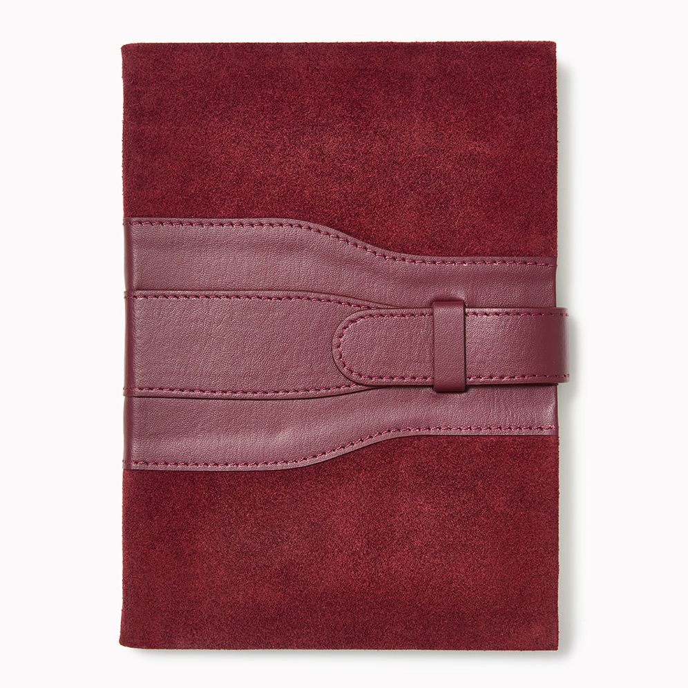 Burgundy Belted Suede Leather Journal