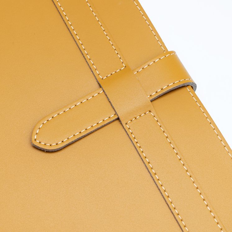 Yellow Leather Journal with Leather Flap Closure and Lined pages