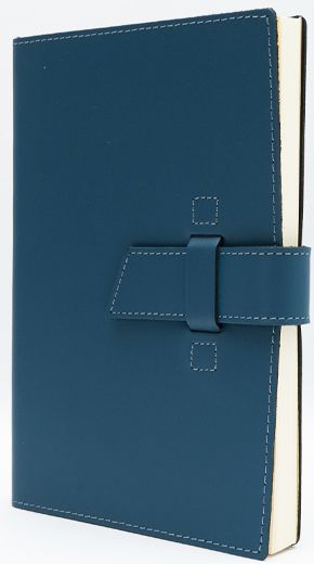 Blue Leather Journal with Leather Flap Closure and Lined Pages
