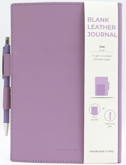 Purple Leather Journal with pen included and Blank Pages | Paper