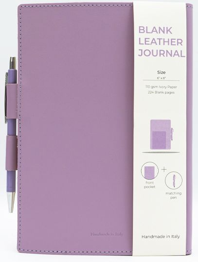 Purple Leather Journal with pen included and Blank Pages | Paper