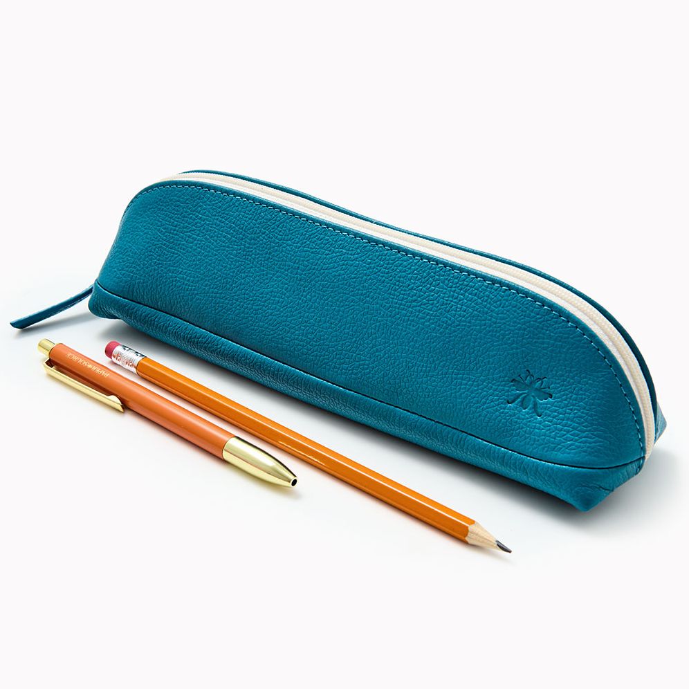 Teal Paper Wasp Oval Pencil Pouch