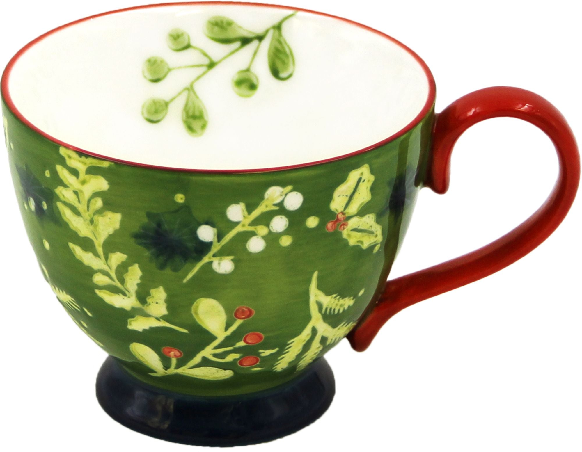 Winter Green Floral Teacup