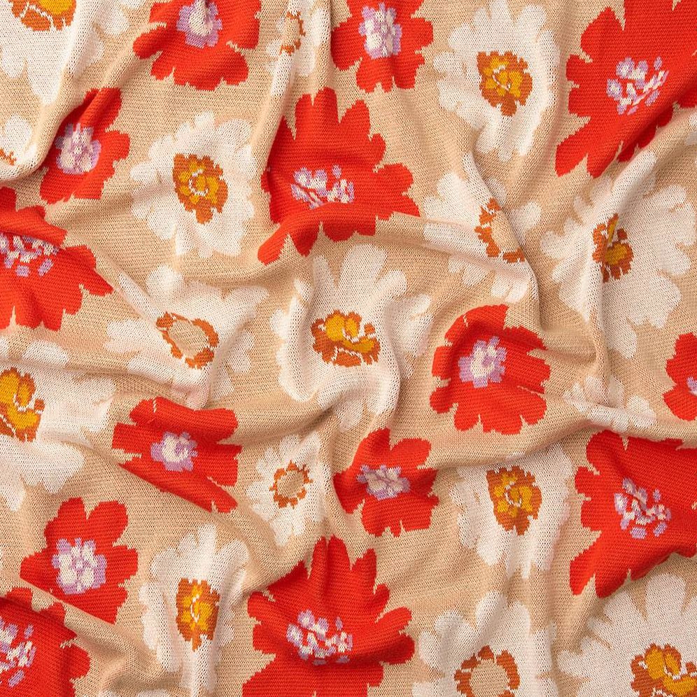 Bold Floral Knitted Throw Blanket