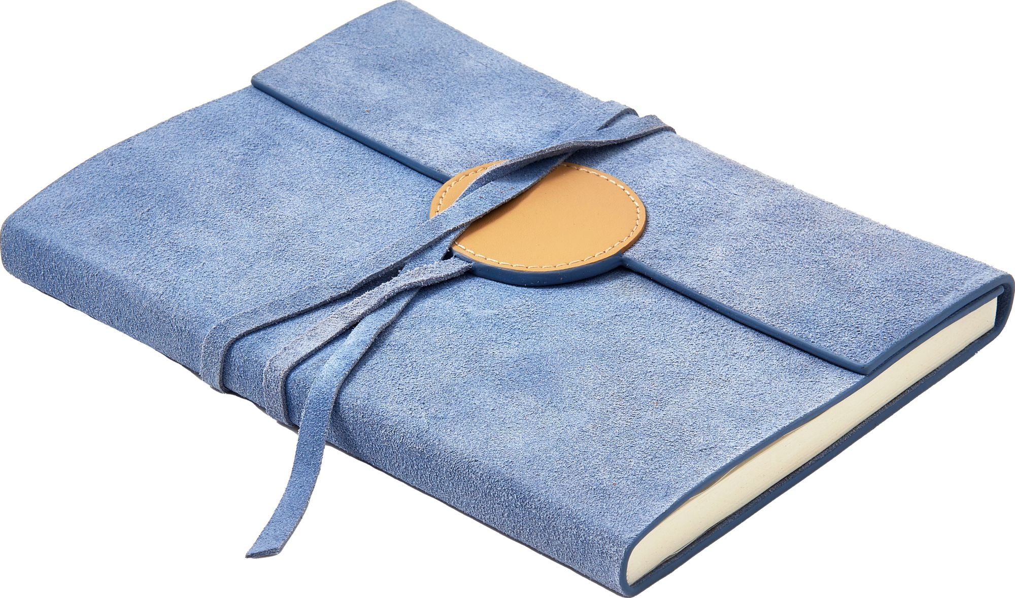 Periwinkle Suede Flap Journal with Round Leather Detail | Paper Source