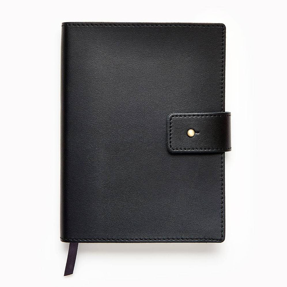 Jeremiah Brent Black Leather Journal with Snap Closure