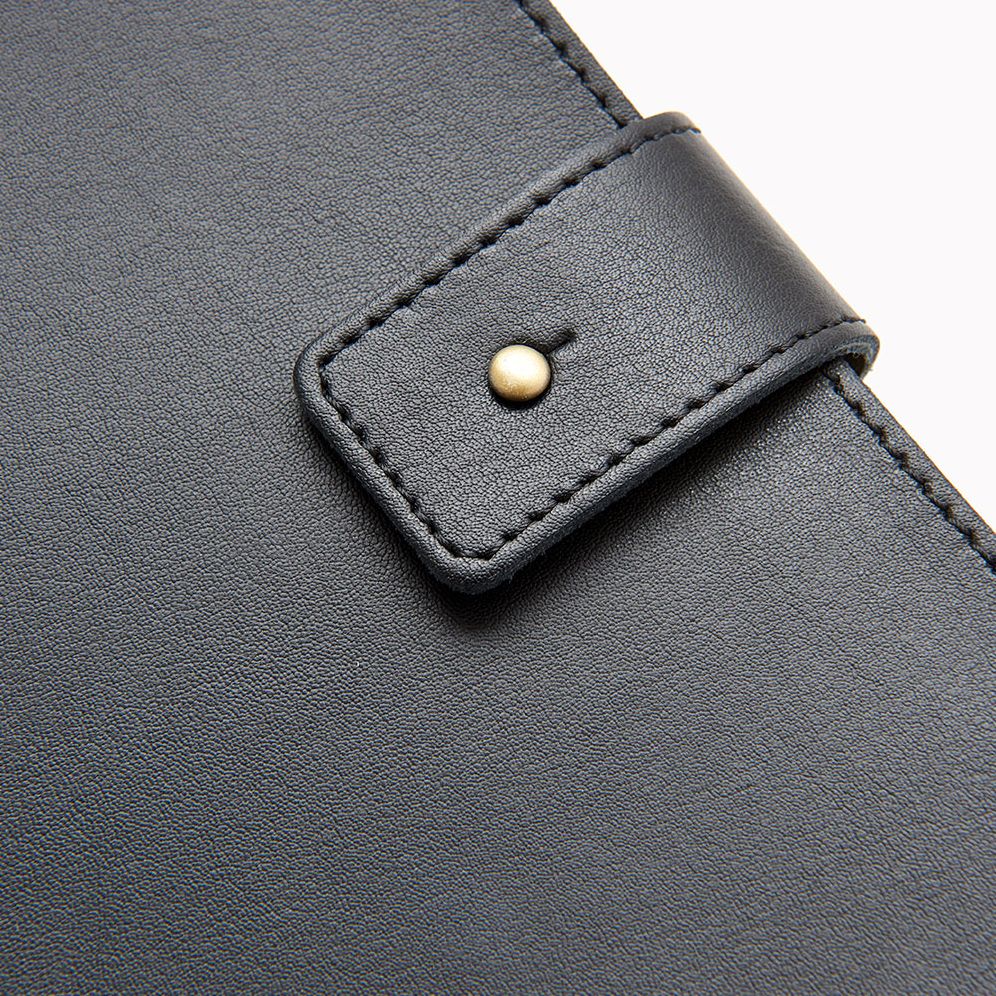 Jeremiah Brent Black Leather Journal with Snap Closure
