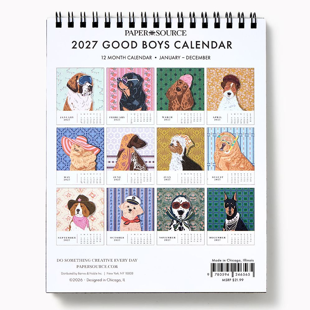 2027 Paper Source Good Boys Desk Easel Calendar