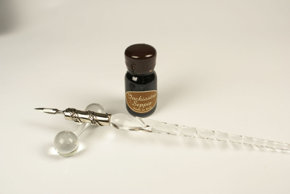Handmade Clear Glass Dip Pen Writing Set