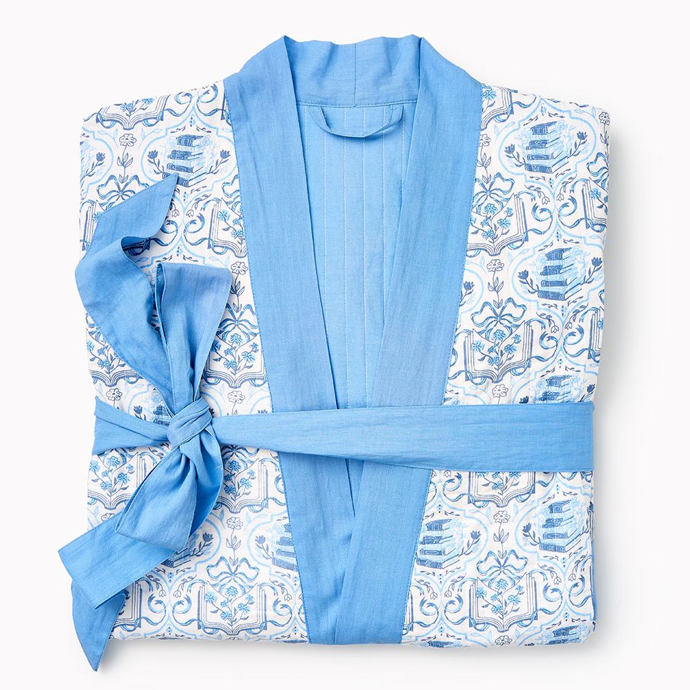 Book Toile Quilted Reader's Robe