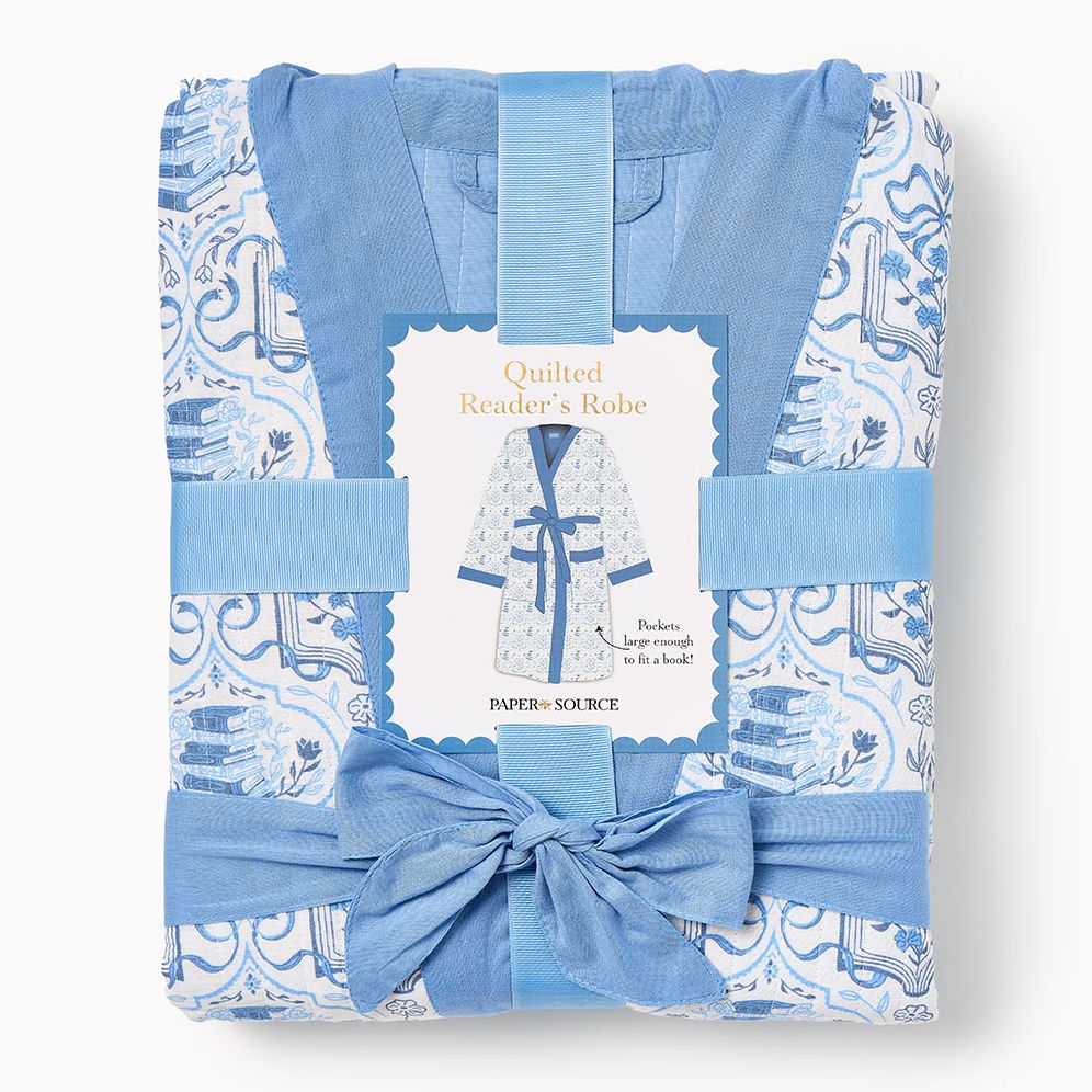 Book Toile Quilted Reader's Robe