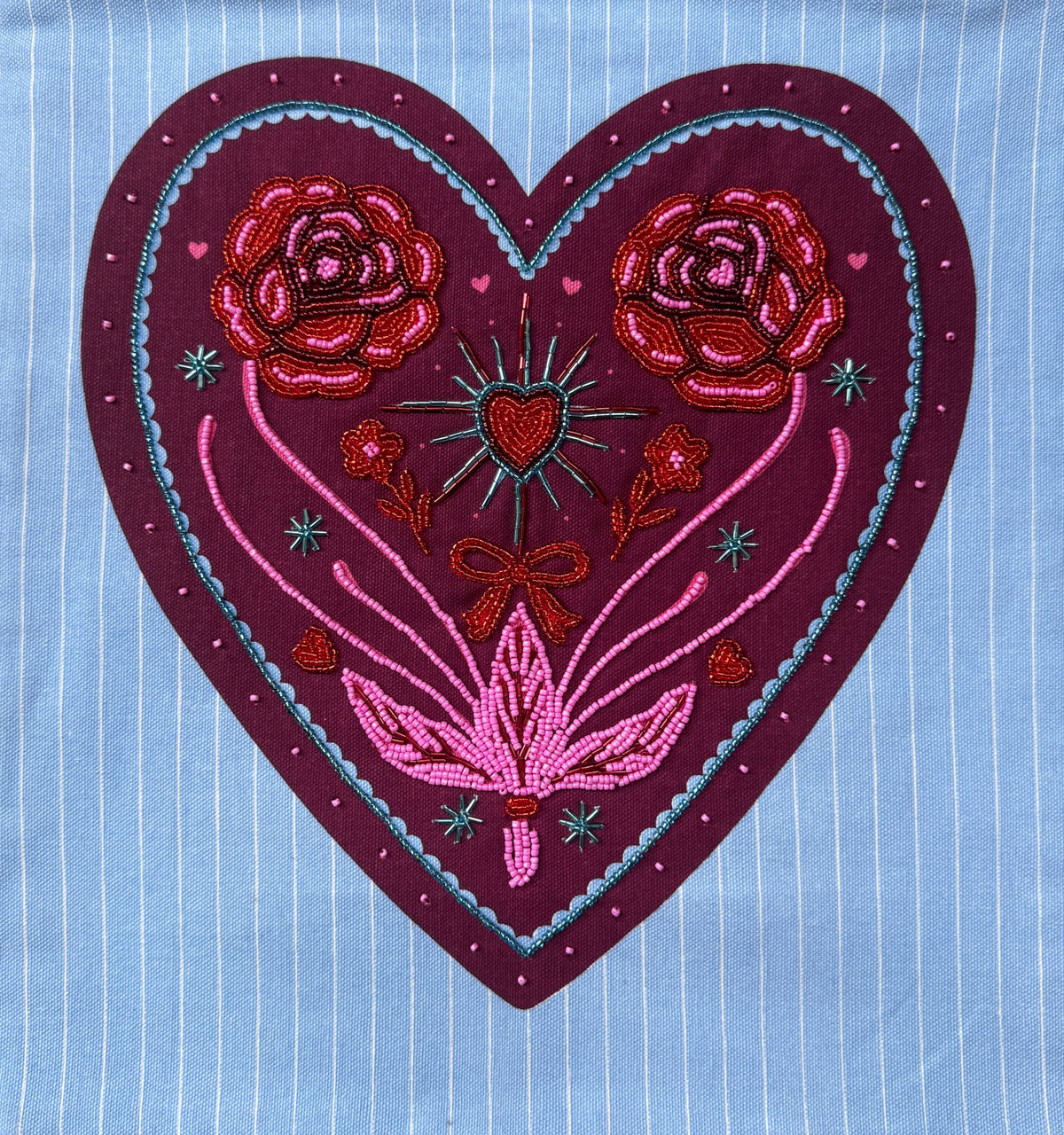 Ornate Heart Beaded Tote