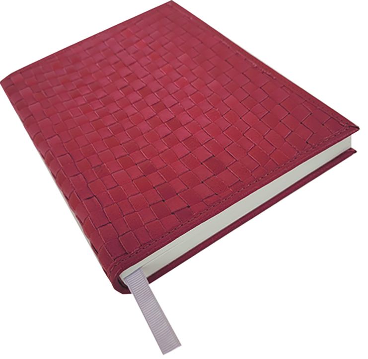 Red Dahlia Woven Leather Journal