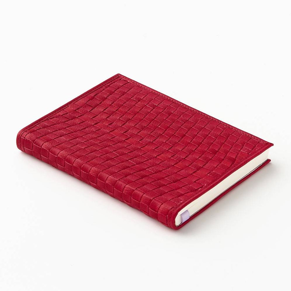 Red Dahlia Woven Leather Journal | Paper Source