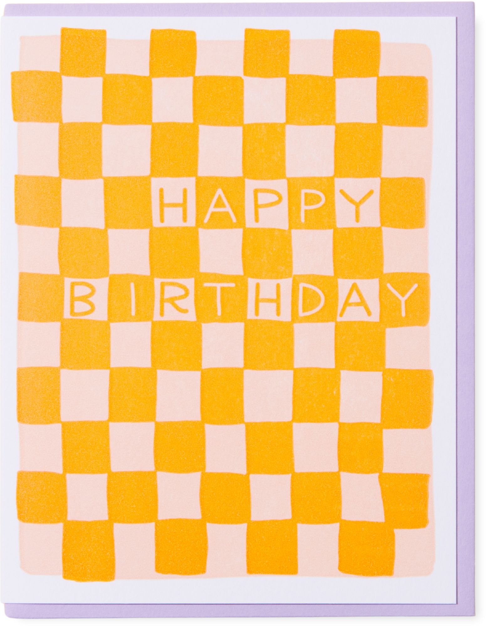 Orange Checkerboard Birthday Card