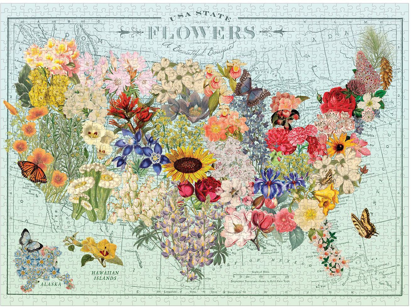 Wendy Gold USA State Flowers 1000 Piece Puzzle | Paper Source