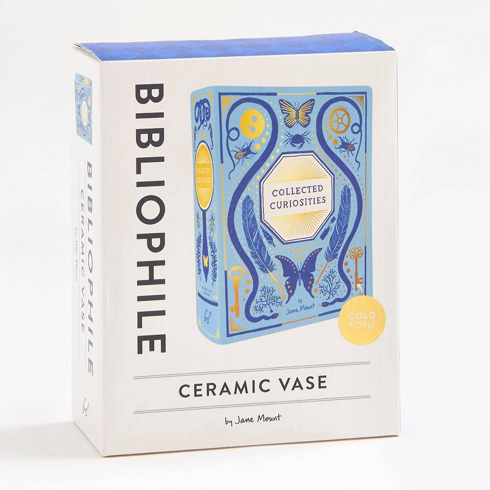 Bibliophile Ceramic Vase: Collected Curiosities illustrated by Jane Mount: (Flower Vase, Desk Vase, Desk Decor)