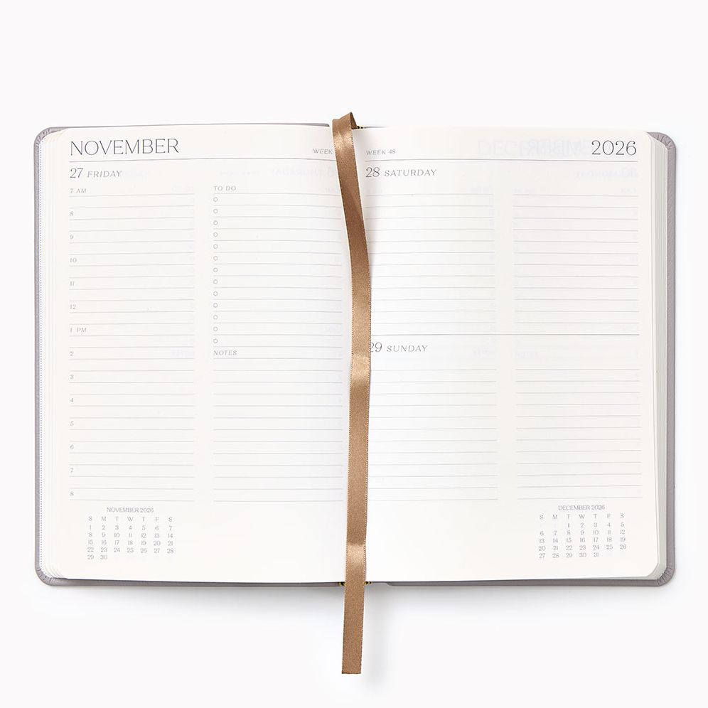 2026-2027 Paper Source Gray Lilac Leather 12-Month Daily Planner