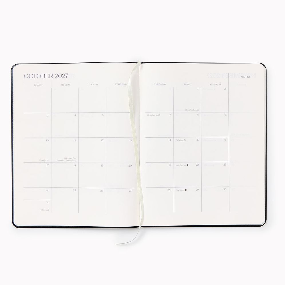 2026-2027 Paper Source Black Leather 18-Month Monthly Desk Planner