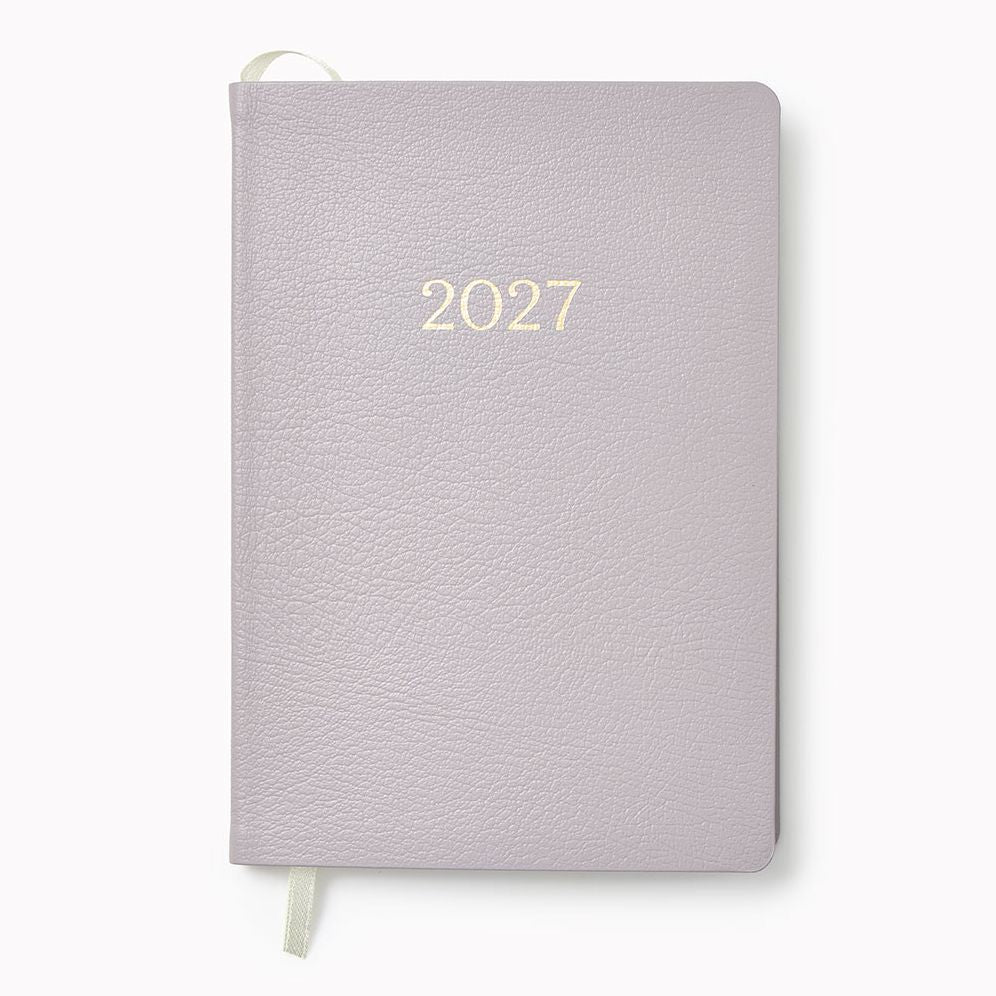 2026-2027 Paper Source Gray Lilac Leather 18-Month Monthly Pocket Planner