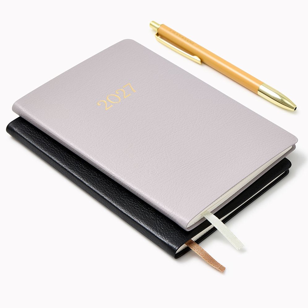 2026-2027 Paper Source Gray Lilac Leather 18-Month Monthly Pocket Planner
