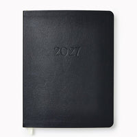 2026-2027 Paper Source Black Leather 18-Month Weekly Desk Planner