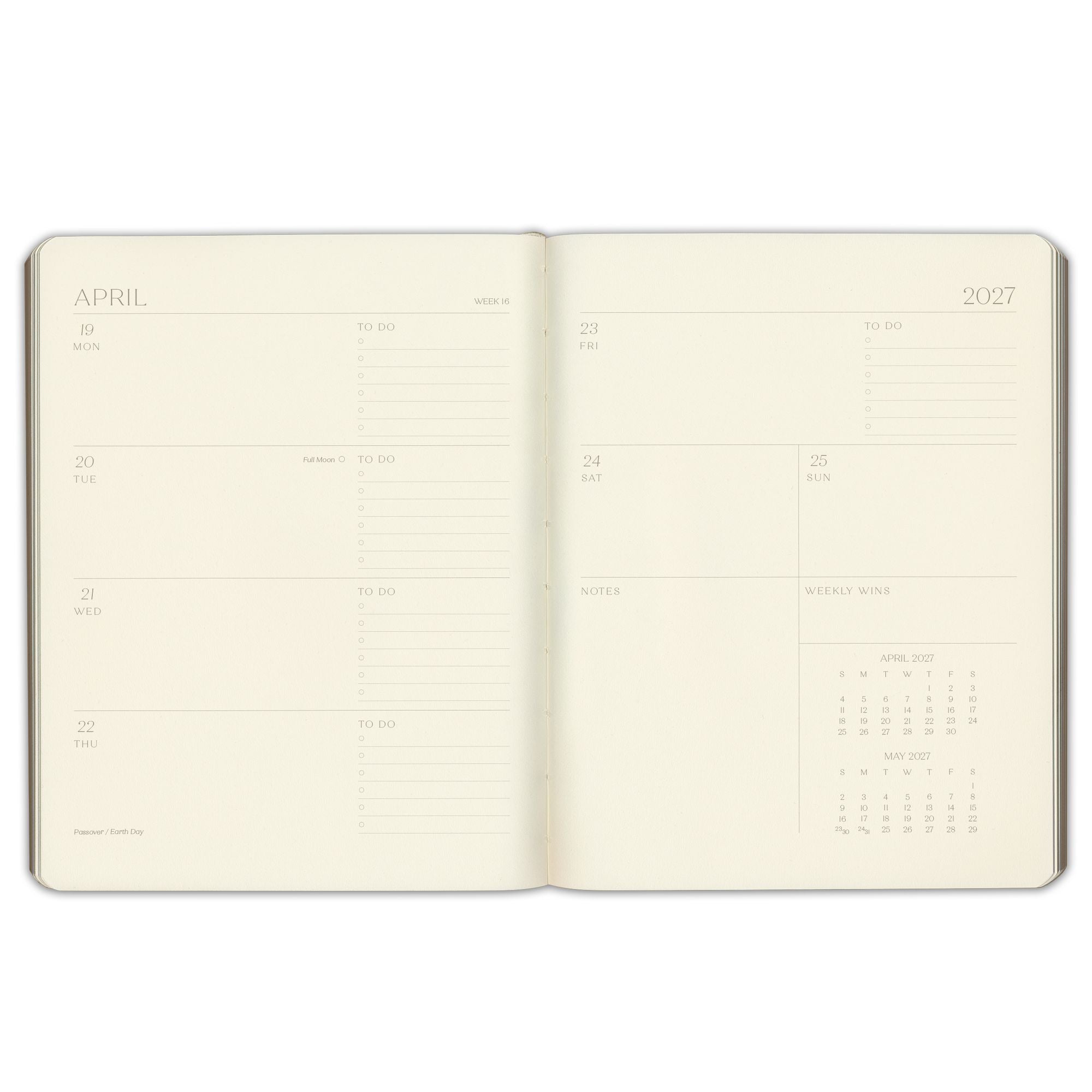 2026-2027 Paper Source Black Leather 18-Month Weekly Desk Planner