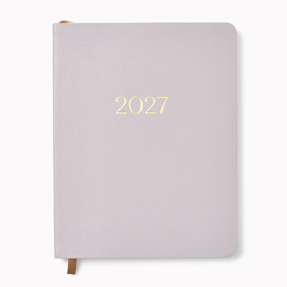 2026-2027 Paper Source Gray Lilac Leather 18-Month Weekly Desk Planner
