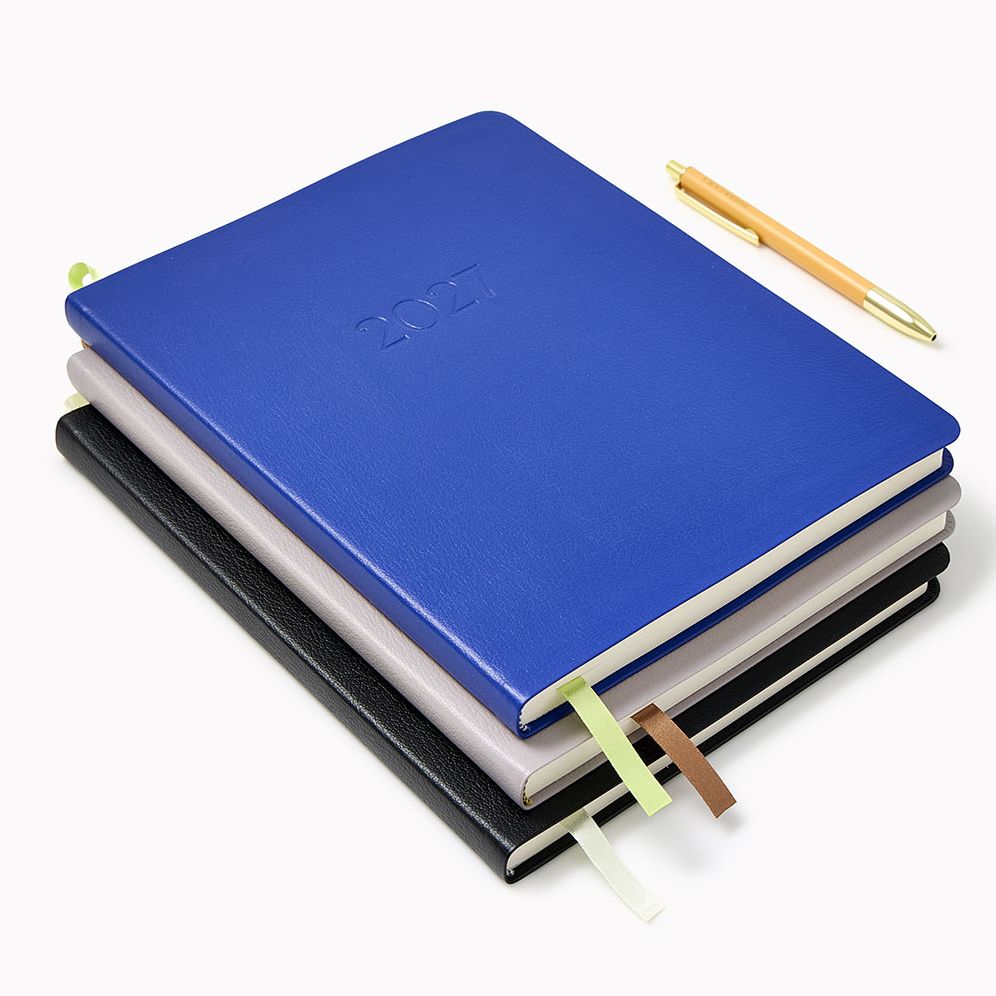 2026-2027 Paper Source Gray Lilac Leather 18-Month Weekly Desk Planner