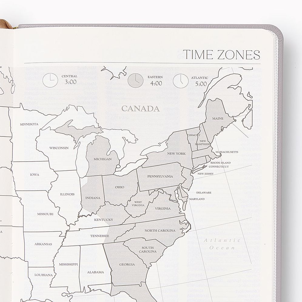 2026-2027 Paper Source Gray Lilac Leather 18-Month Weekly Desk Planner