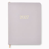 2026-2027 Paper Source Gray Lilac Leather 18-Month Monthly Desk Planner