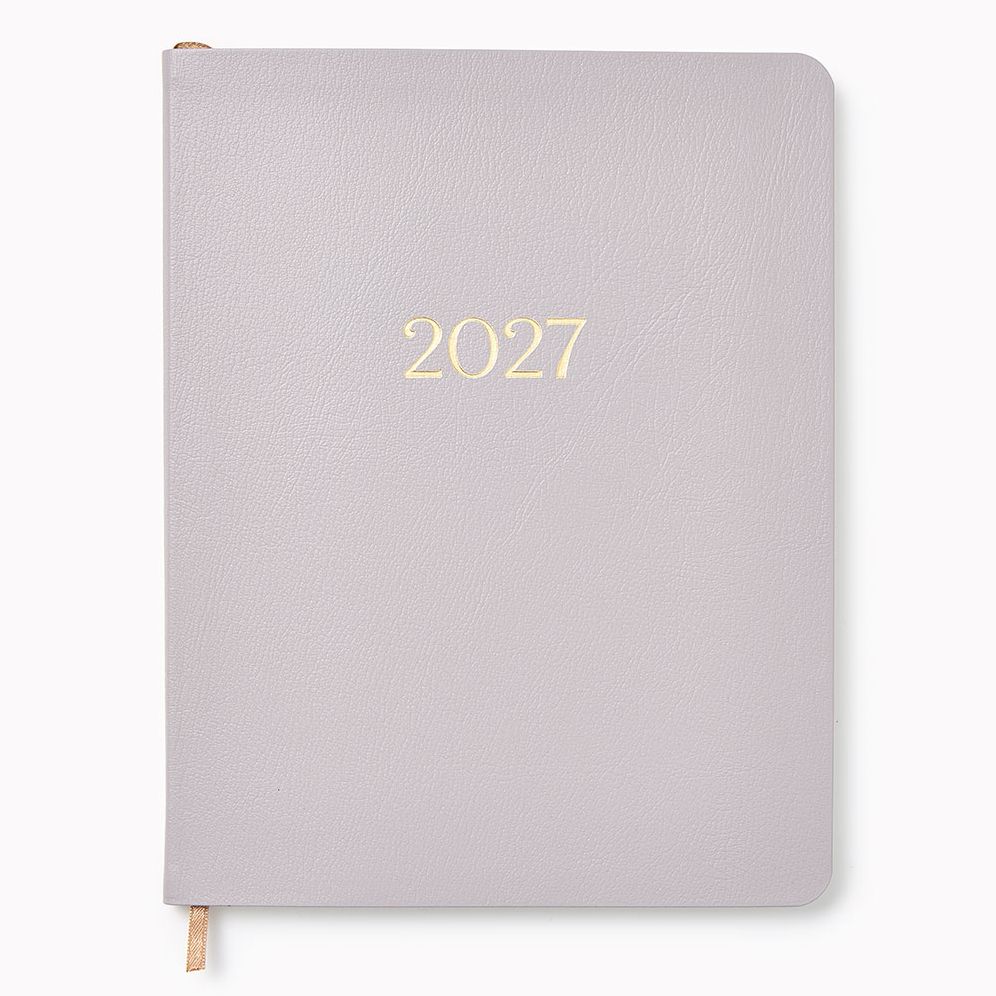 2026-2027 Paper Source Gray Lilac Leather 18-Month Monthly Desk Planner