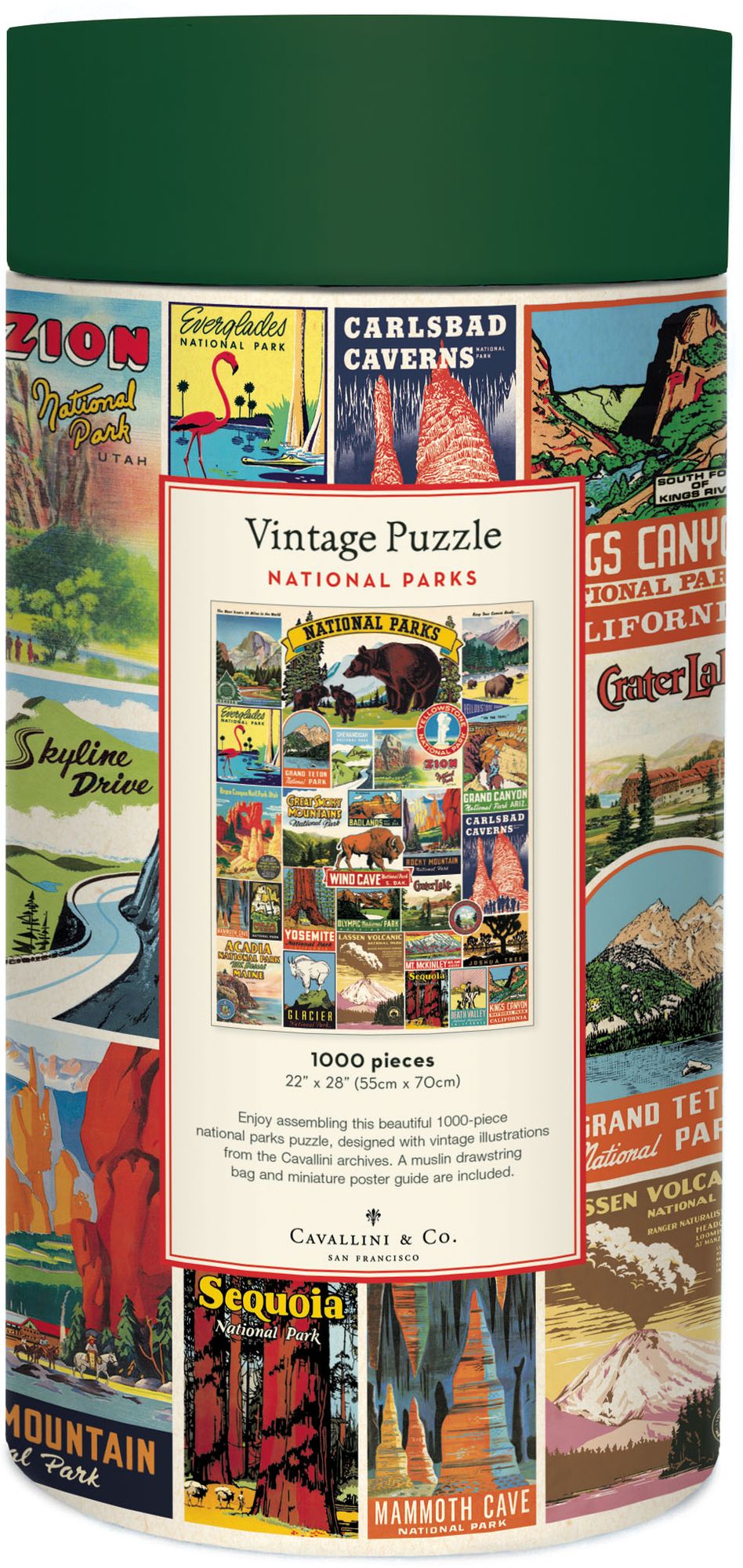 Cavallini & Co - National Parks 1,000 Piece Jigsaw Puzzle | Paper
