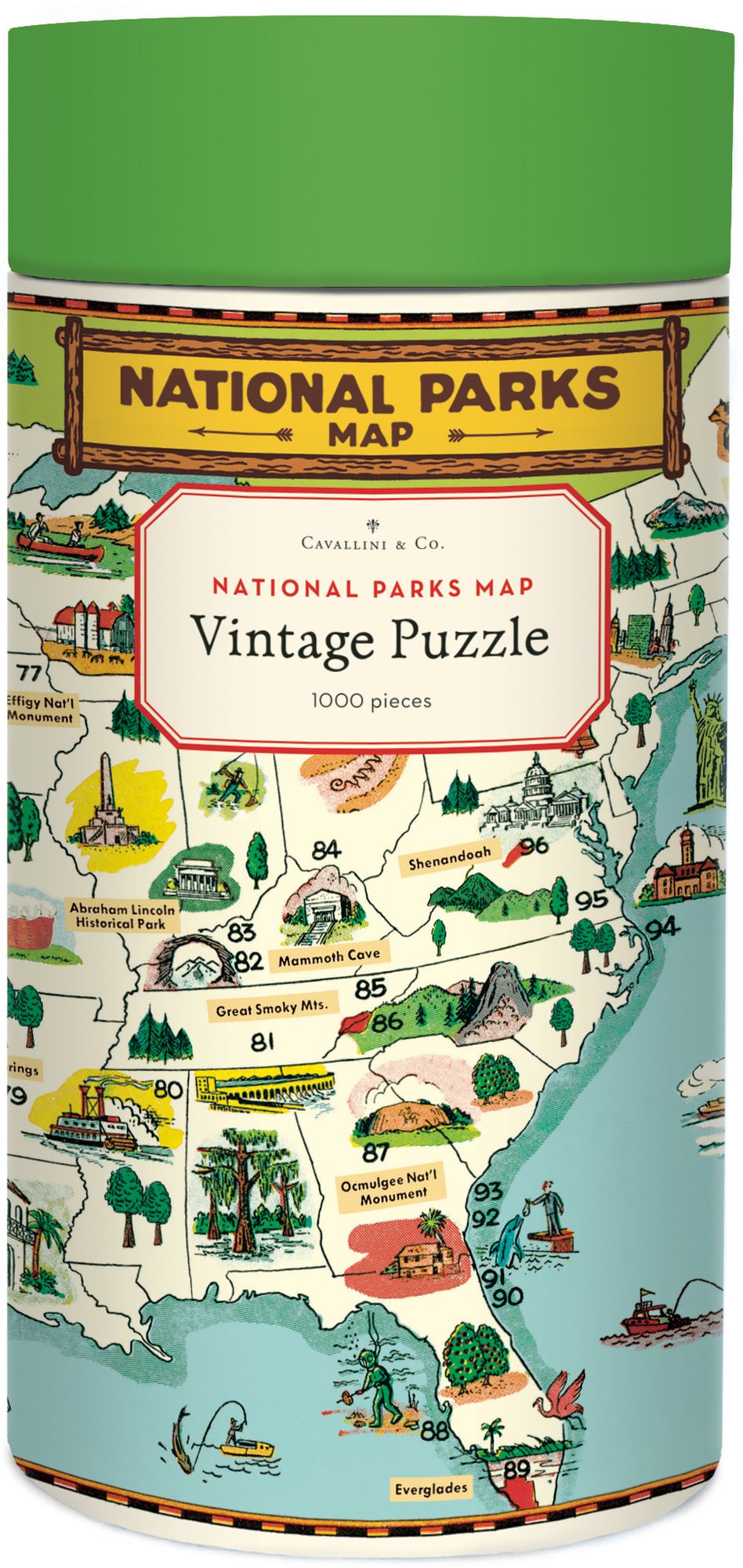 Cavallini & Co - National Parks Map 1000 Piece Jigsaw Puzzle