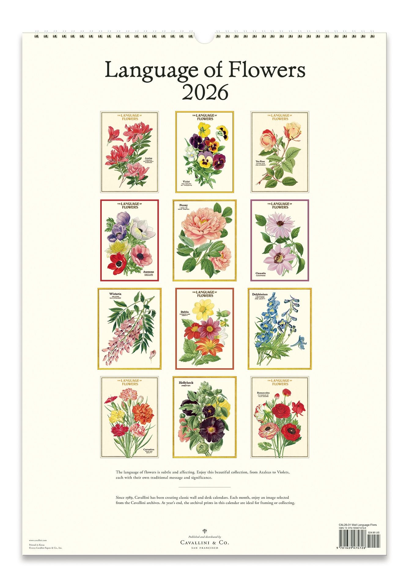 2026 Language of Flowers Wall Calendar