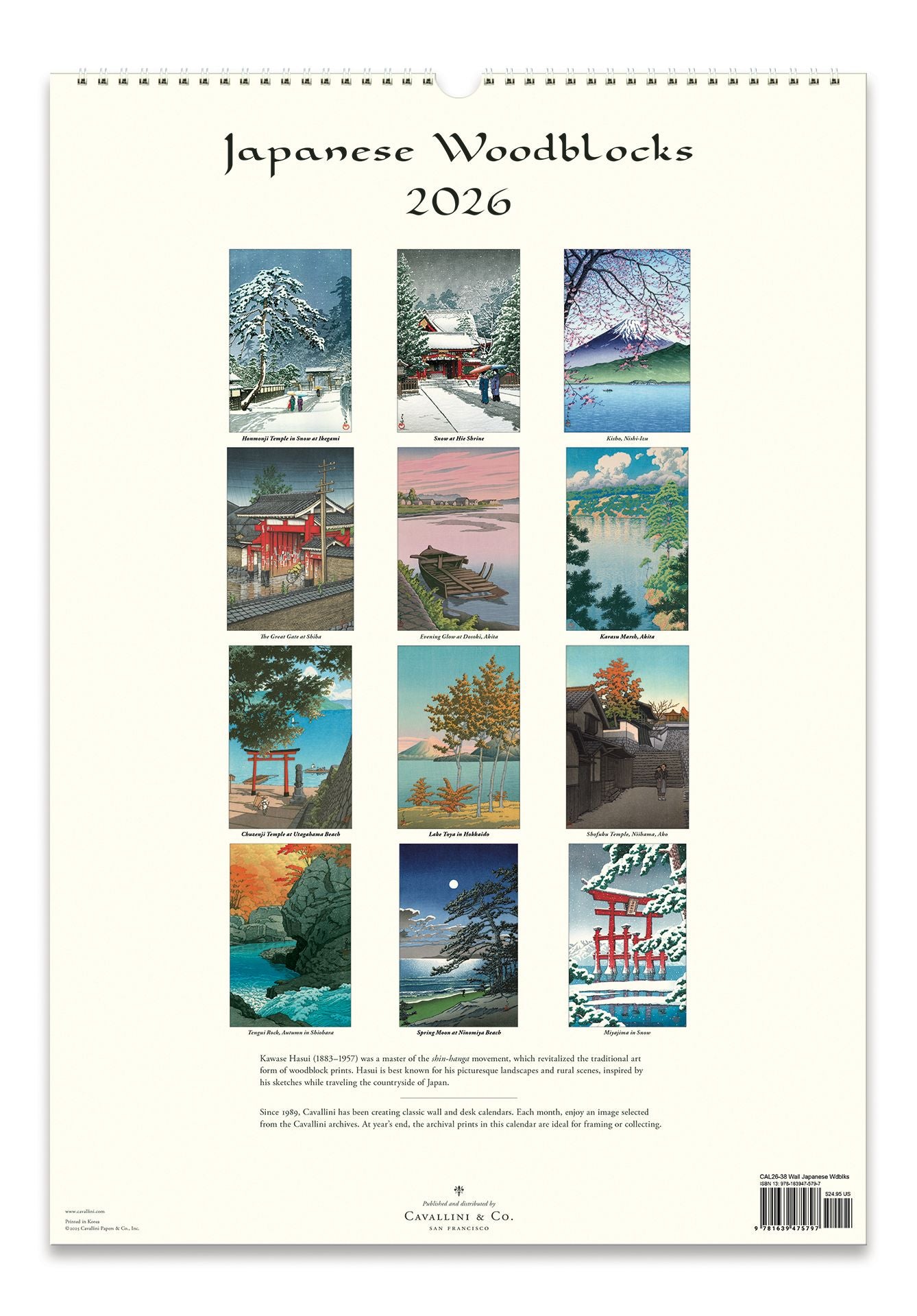2026 Japanese Woodblock Wall Calendar