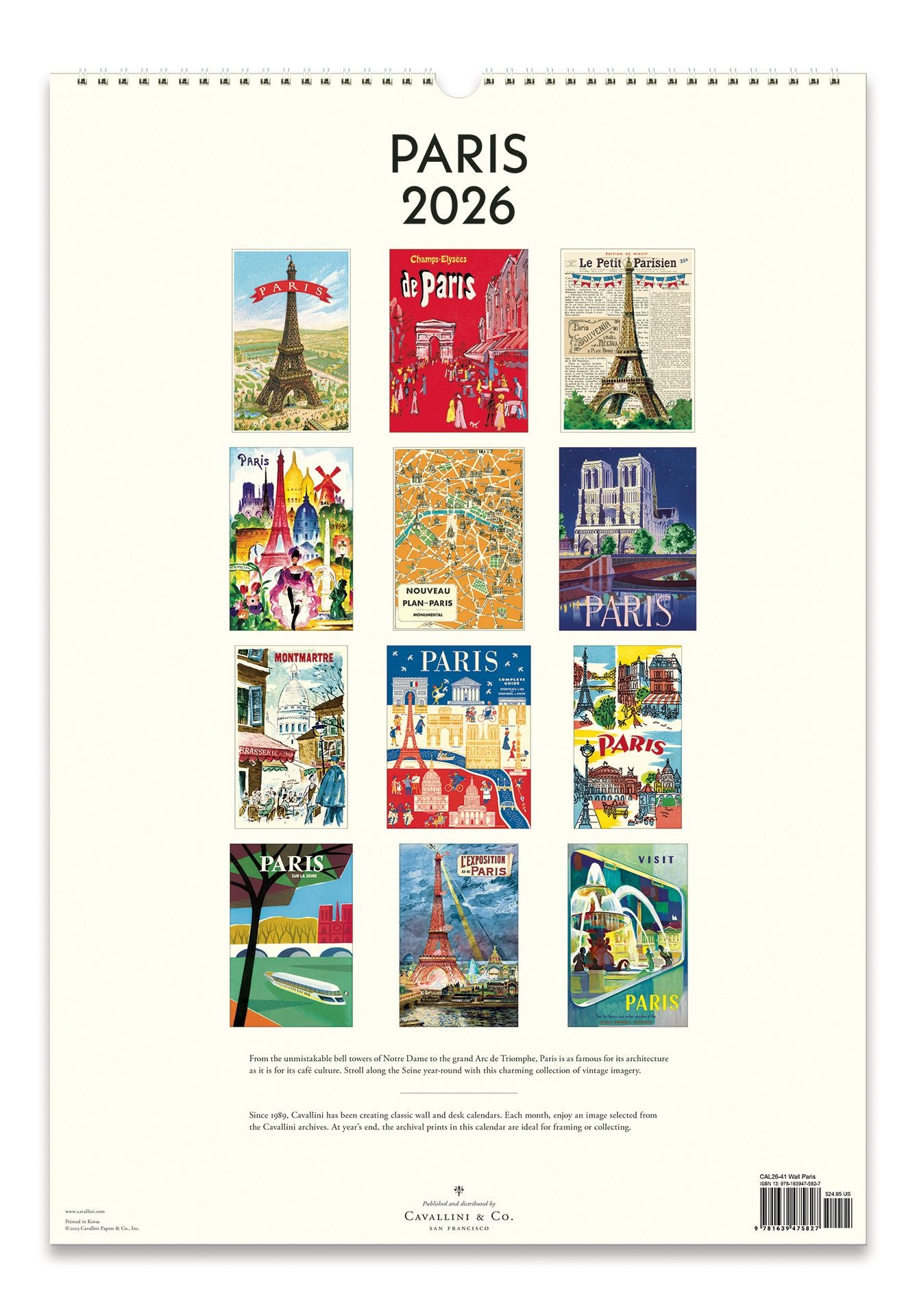 2026 Cavallini Paris Wall Calendar | Paper Source
