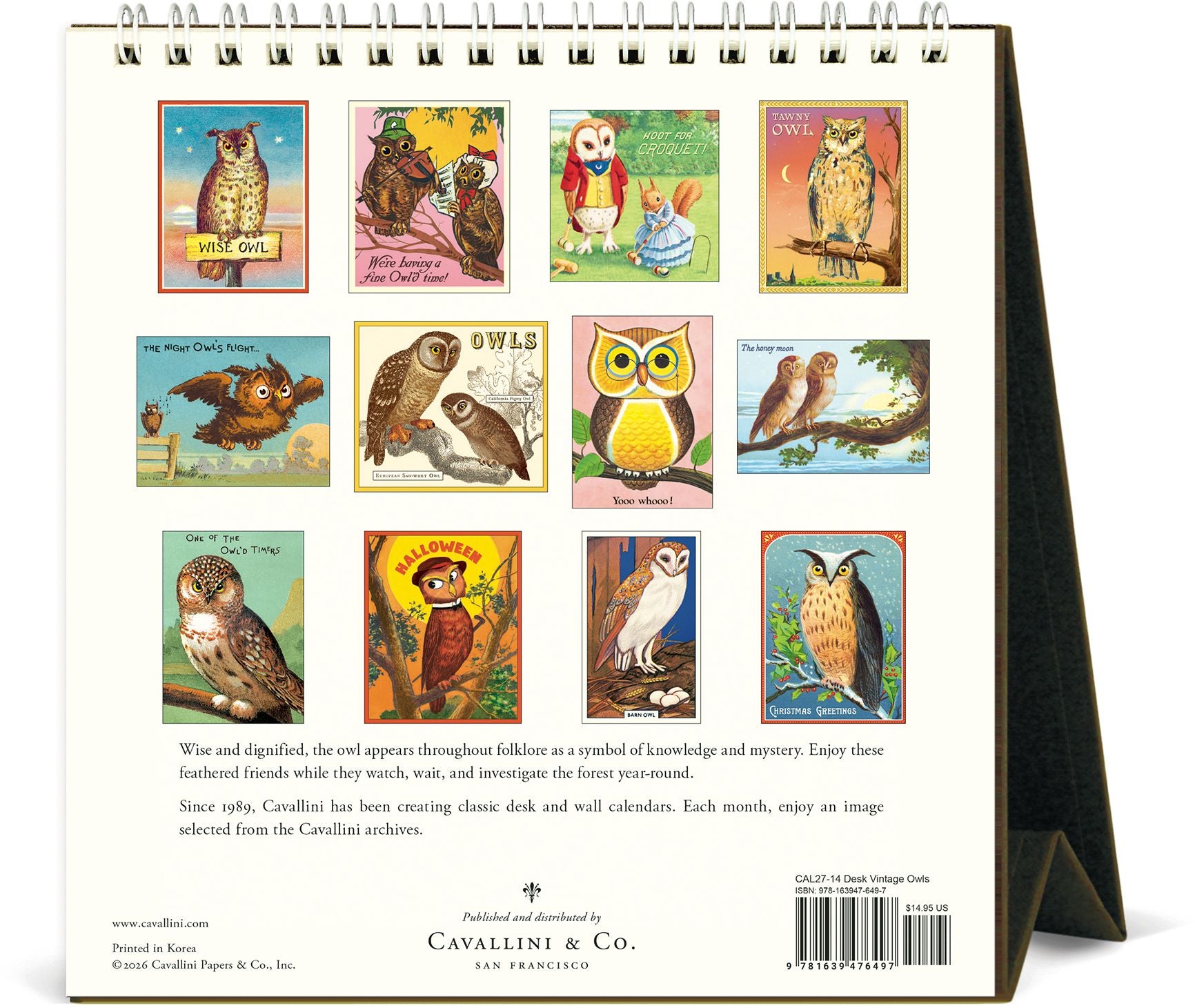 2027 Owls Desk Calendar