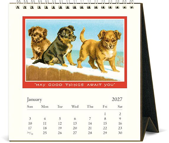 2027 Vintage Dogs Desk Calendar
