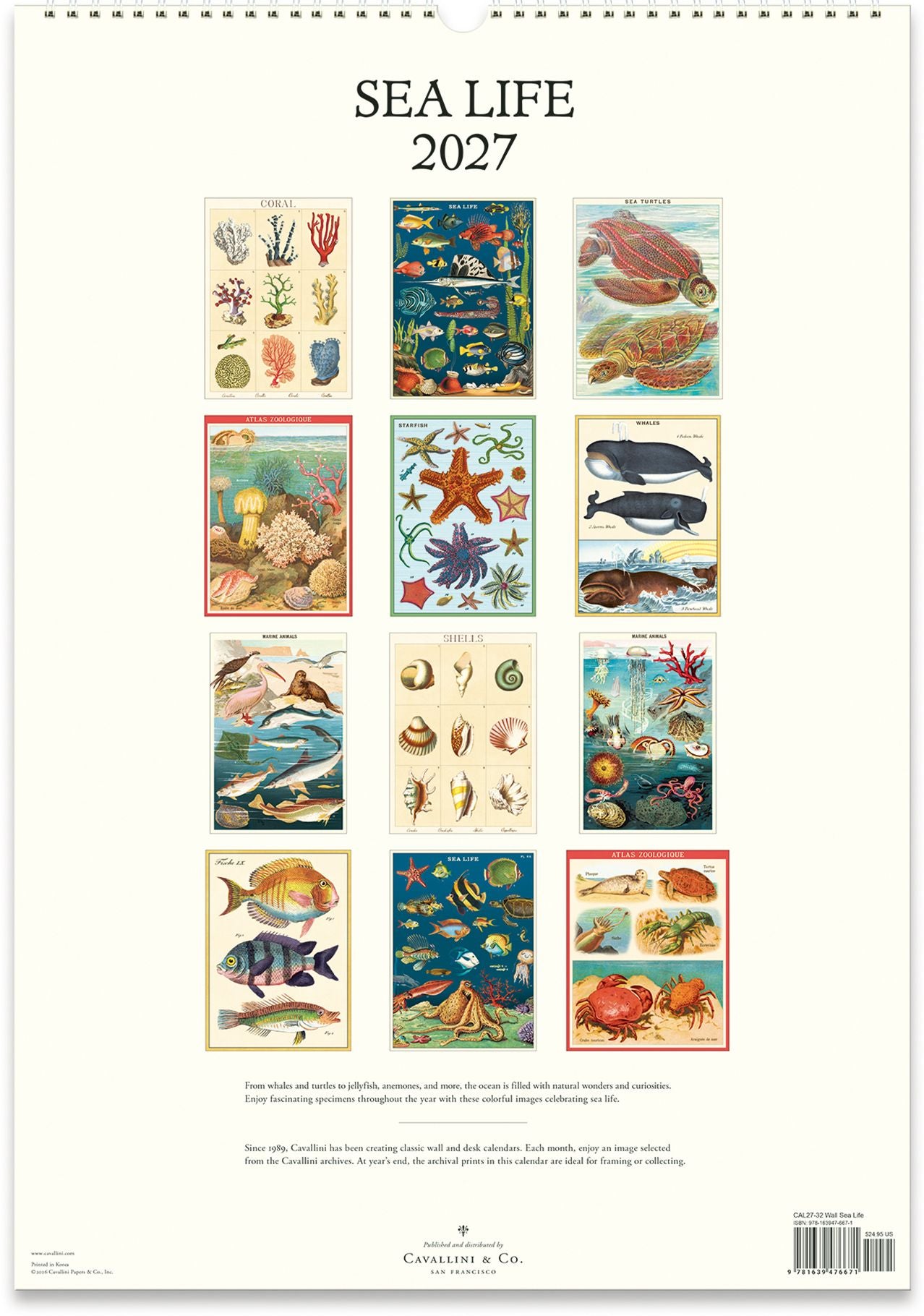 2027 Sea Life Wall Calendar