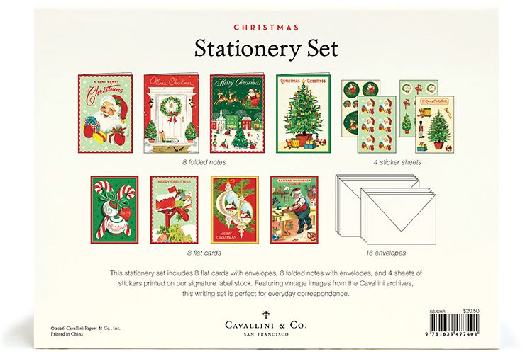 Assorted Christmas Cavallini Stationery Set