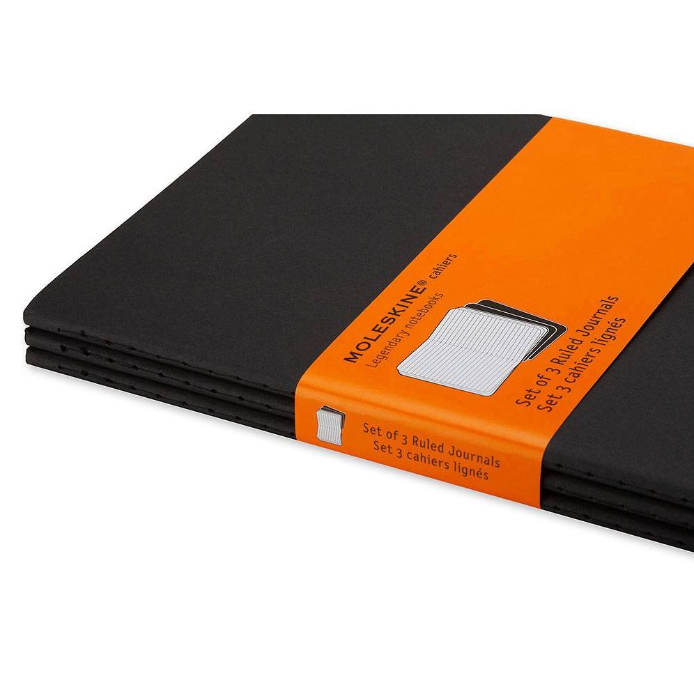 Moleskine Cahier Journal (Set of 3), Pocket, Ruled, Black, Soft
