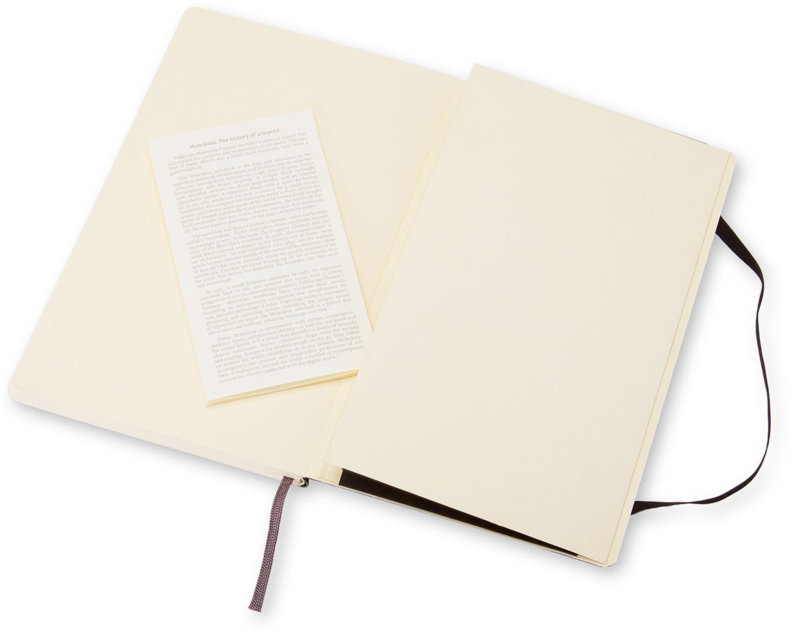 Moleskine Classic Notebook, Large, Plain, Black, Soft Cover (5 x