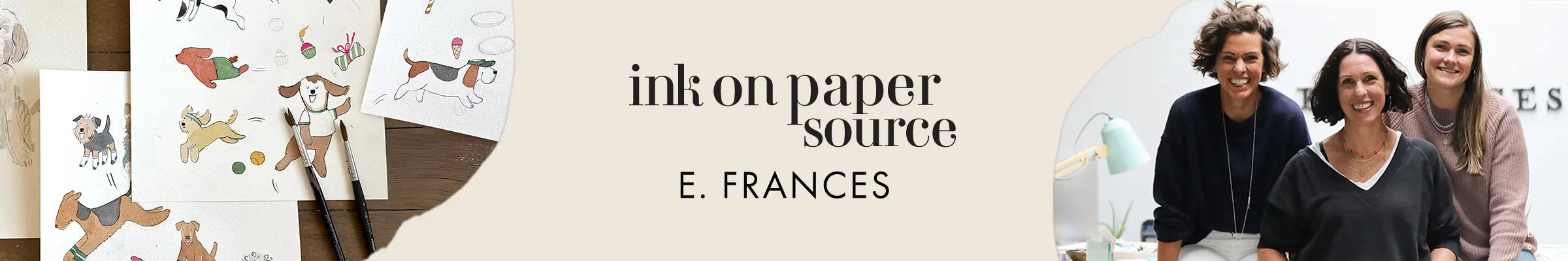 Ink on Paper Source Artist E. Frances behind the scenes artwork and headshot.