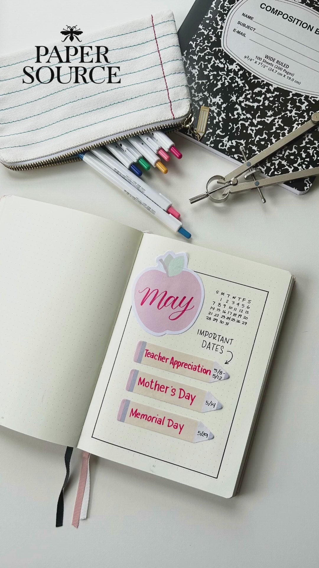 DIY video entailing a creative way to make a planner cover page for May.