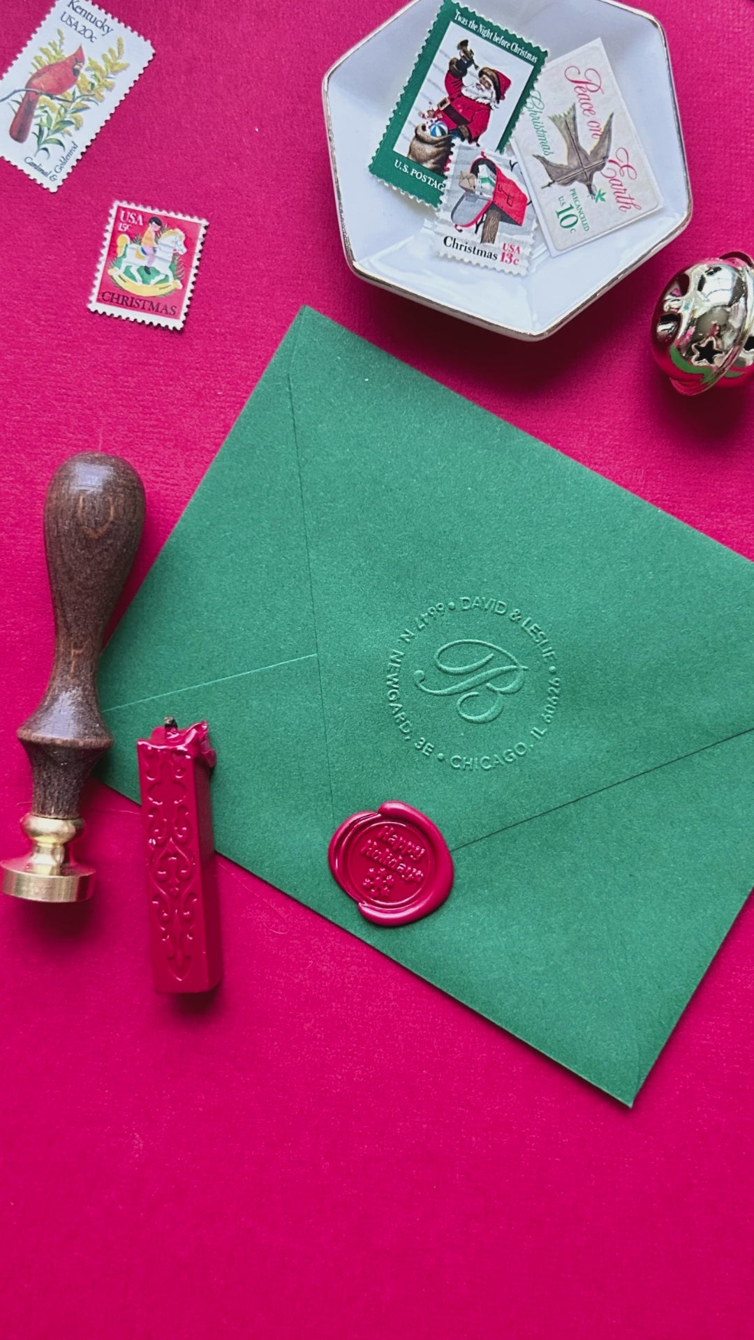 Video showing how to create festive wax seals with the holiday wax seal kit, our November 2025 kit of the month.