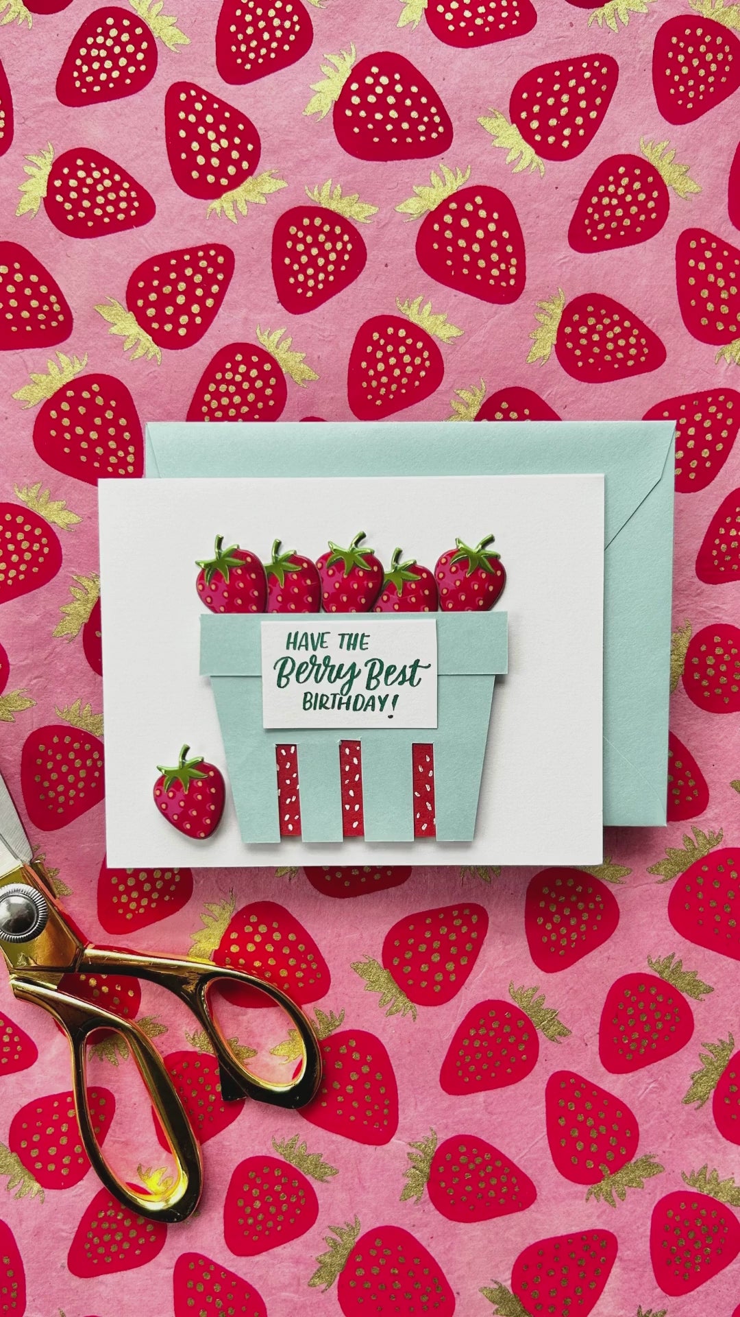 Video tutorial on how to create a handmade birthday card with a berry theme.
