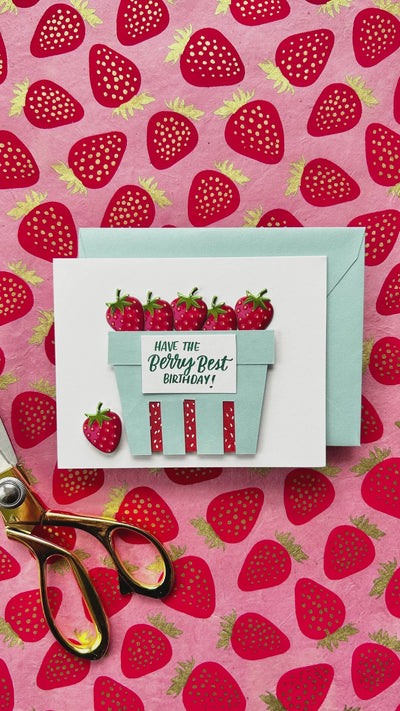 Video tutorial on how to create a handmade birthday card with a berry theme.