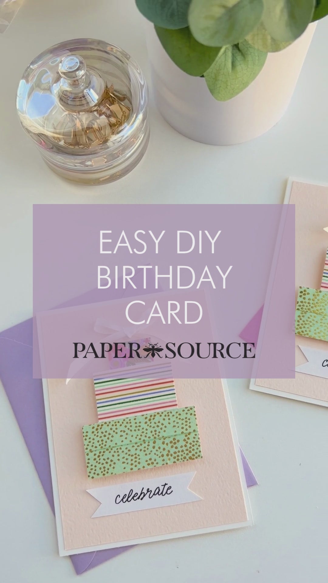 Video tutorial detailing how to use washi tape to make a handmade birthday card.